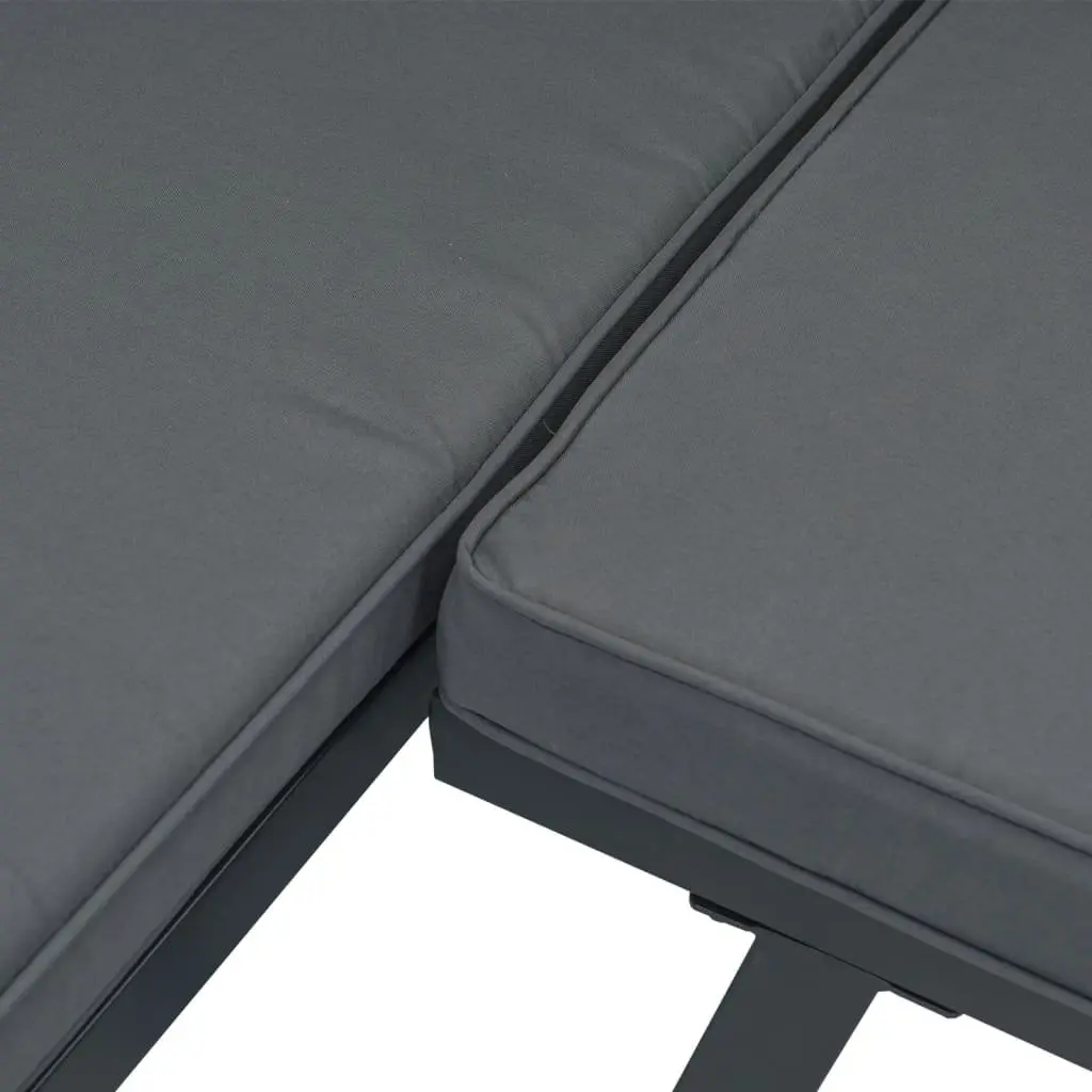 Garden Benches Set 4 Piece Cushioned Patio Seating Black Steel Frame