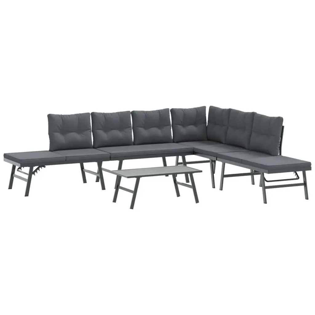 Garden Bench Set 5 Piece Outdoor Furniture Patio Seating Cushions Black