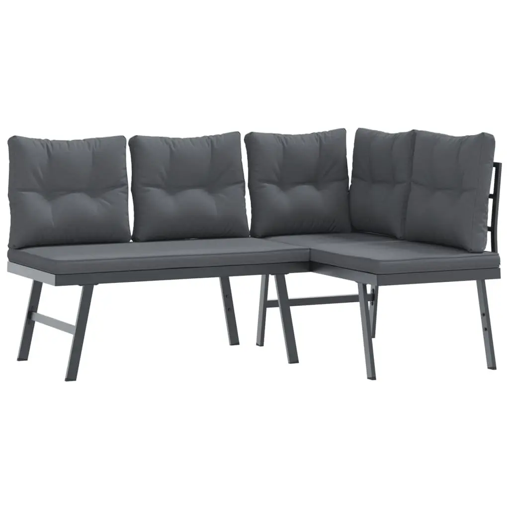 Garden Bench Set 5 Piece Outdoor Furniture Patio Seating Cushions Black