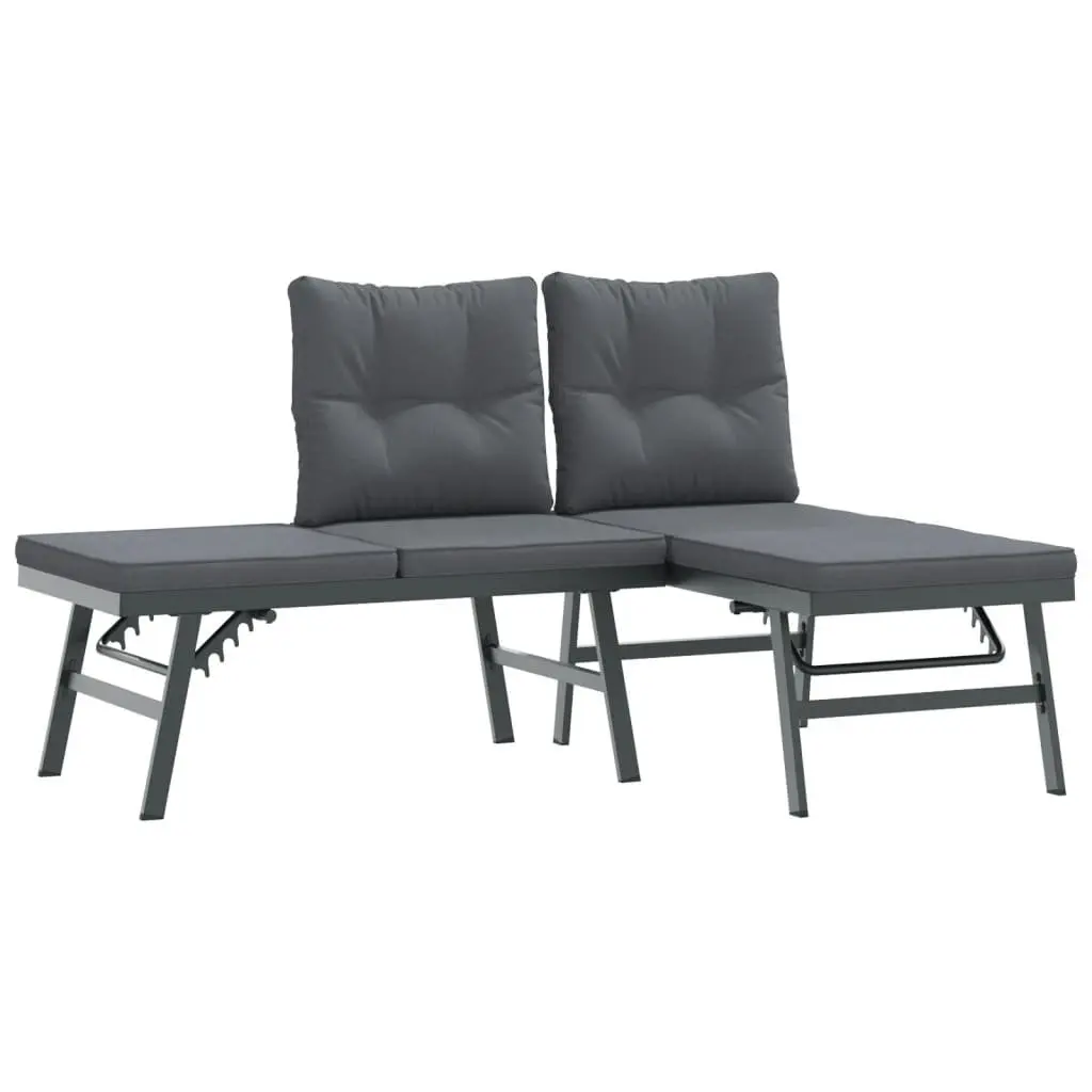 Garden Bench Set 5 Piece Outdoor Furniture Patio Seating Cushions Black