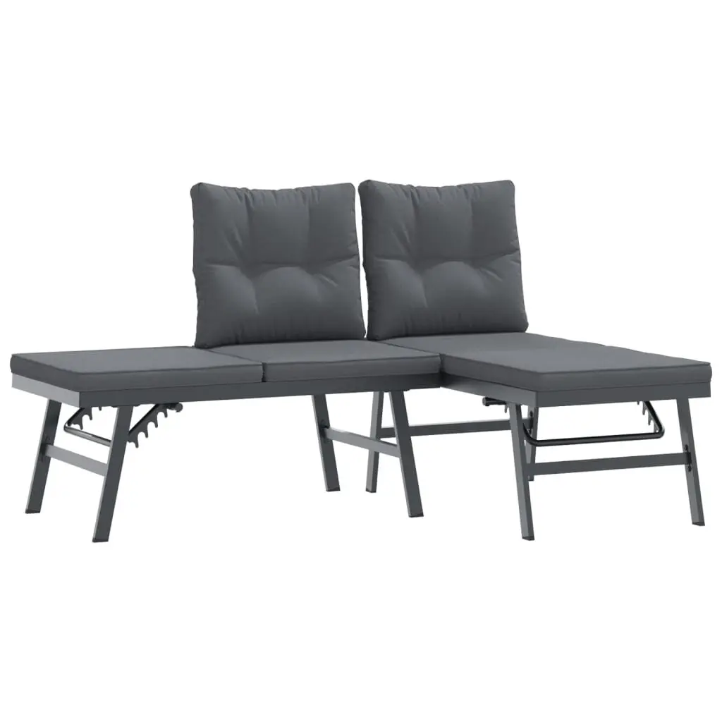 Outdoor Patio Furniture Set 6 Piece Cushioned Black Steel Frame Garden Bench