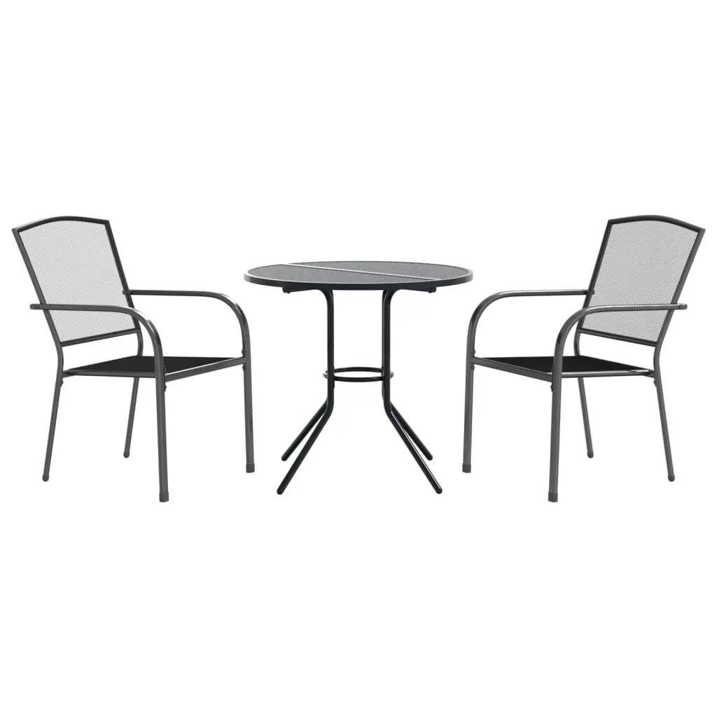 Stackable Garden Chair Set 3 Piece Anthracite Outdoor Furniture Patio