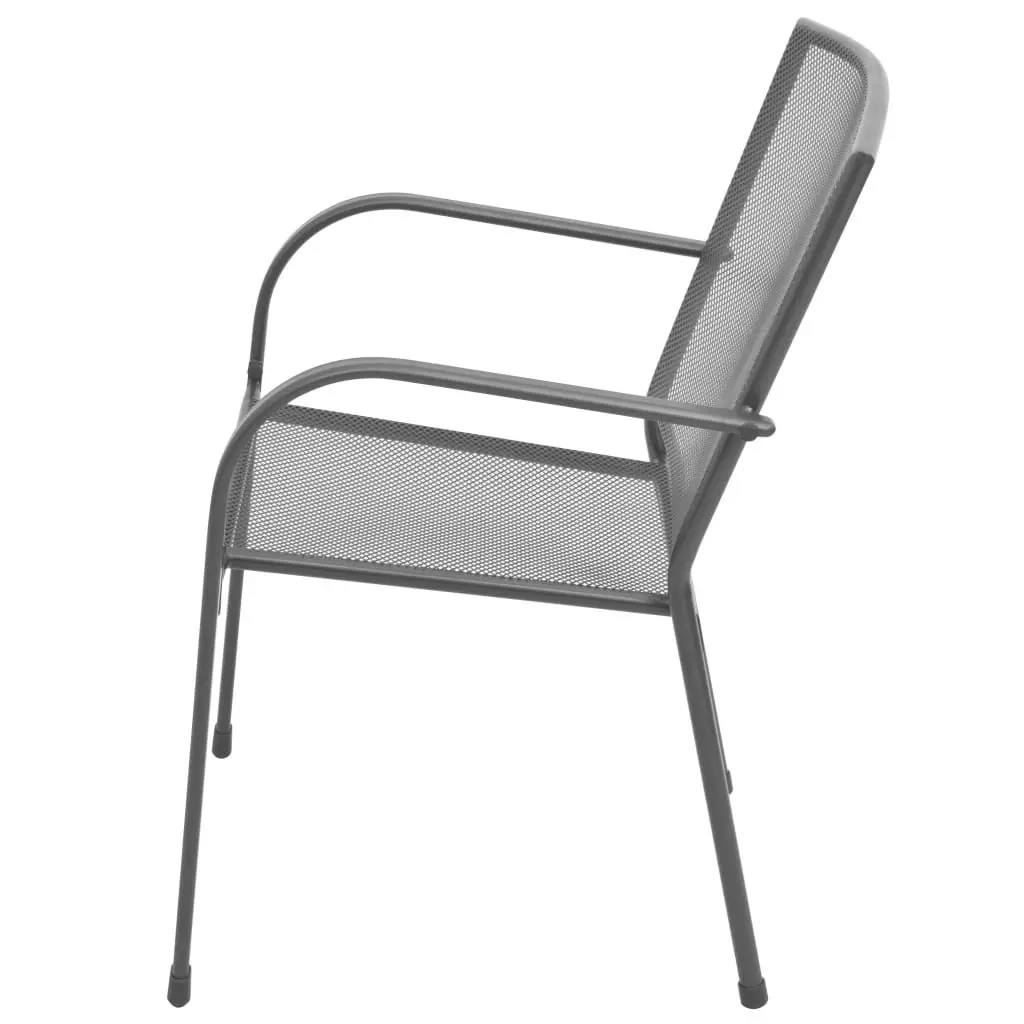 Stackable Garden Chair Set 3 Piece Anthracite Outdoor Furniture Patio