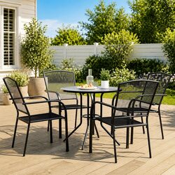 5 Piece Stackable Garden Chair Set Anthracite Outdoor Patio Dining Furniture