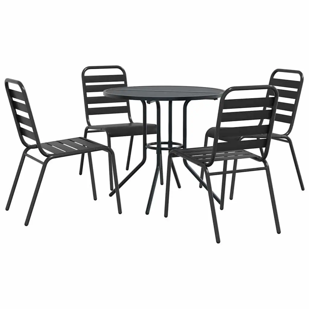 Stackable Garden Chair Set 5 Piece Outdoor Furniture Patio Dining Anthracite