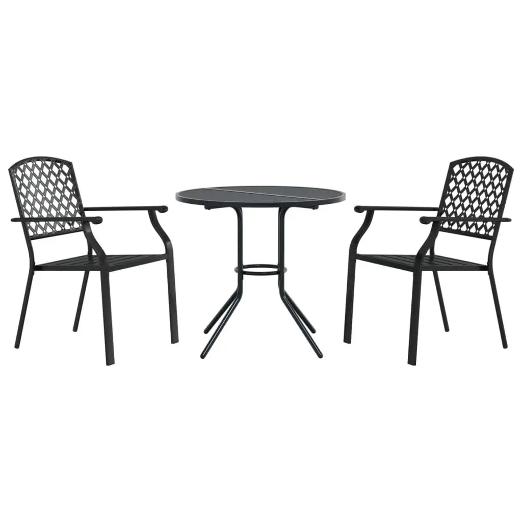 Stackable Garden Chair Set 3 Piece Bistro Style Anthracite Outdoor Indoor Seating