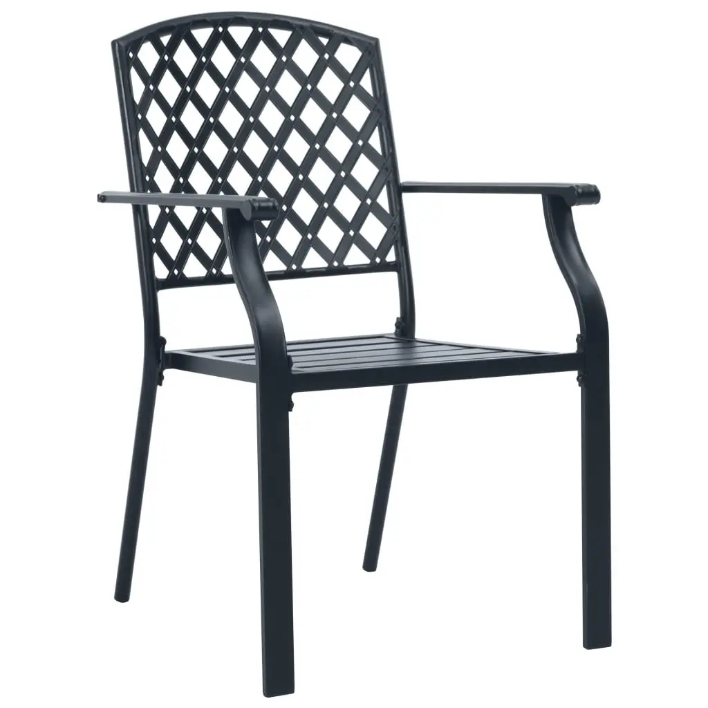 Stackable Garden Chair Set 3 Piece Bistro Style Anthracite Outdoor Indoor Seating