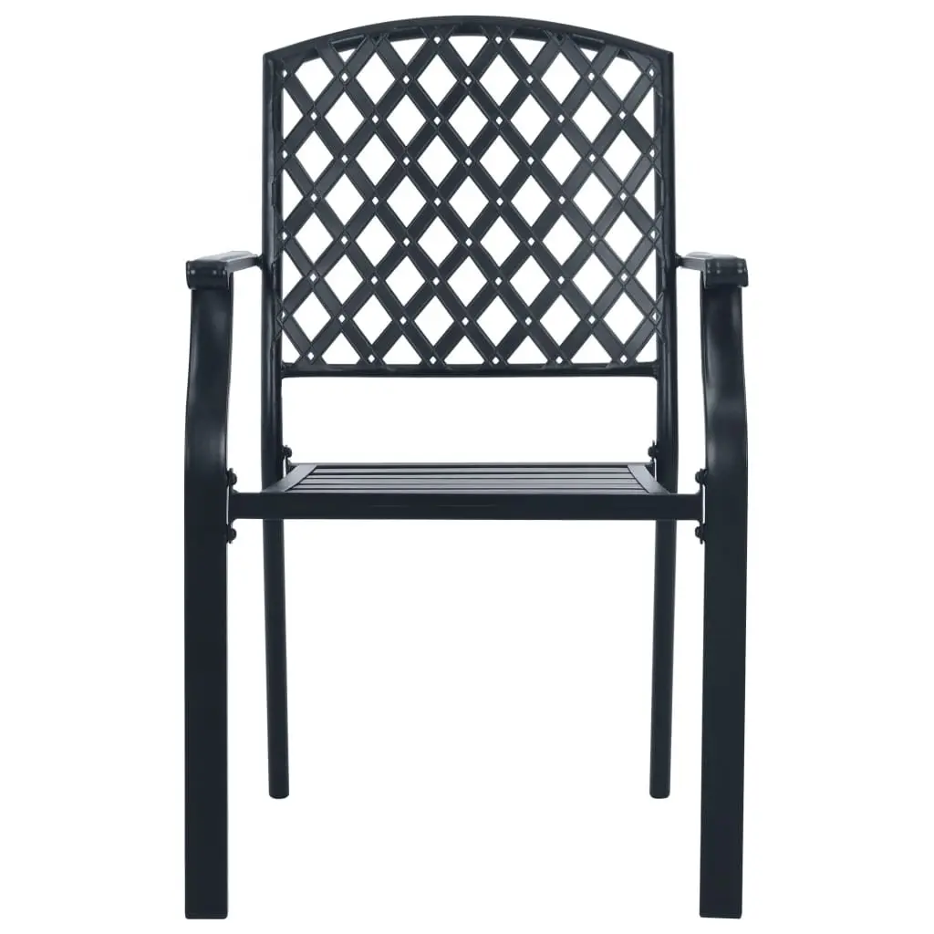 Stackable Garden Chair Set 3 Piece Bistro Style Anthracite Outdoor Indoor Seating