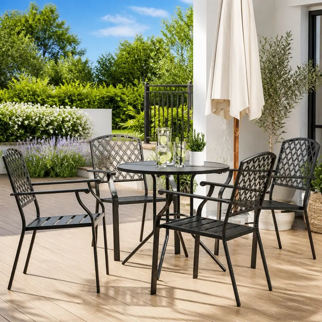 Stackable Garden Chair Set 5 Piece Anthracite Outdoor Patio Dining Furniture