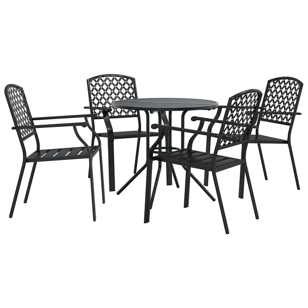 Stackable Garden Chair Set 5 Piece Anthracite Outdoor Patio Dining Furniture