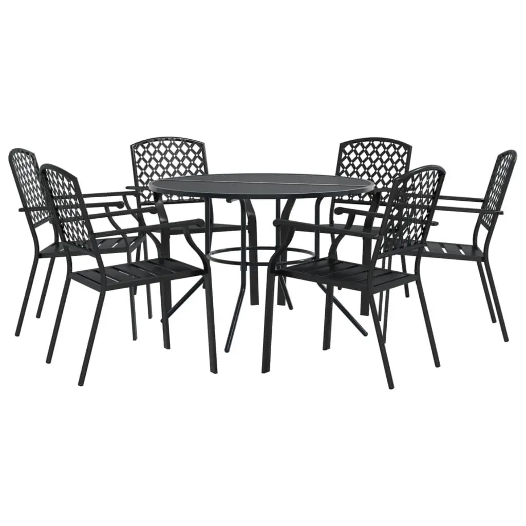 Outdoor Garden Chair Set 7 Piece Anthracite Stackable Bistro Furniture Patio