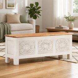 Versatile White Storage Chest with Unique Craftsmanship