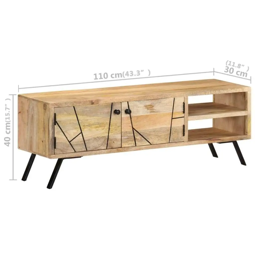 TV Cabinet 110x30x40 cm in Beige Mango Wood