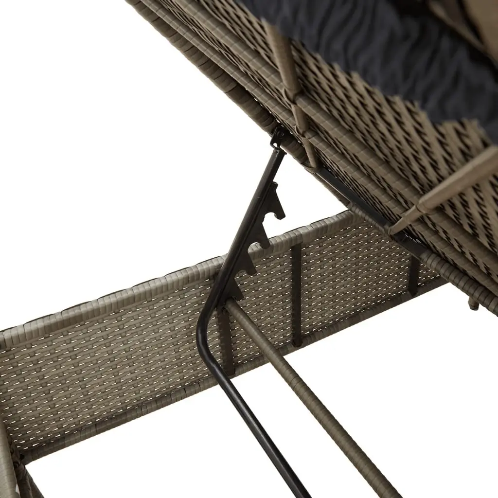 Sun Lounger Set Outdoor Seating 3 Piece Adjustable Backrest Grey