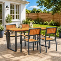 Reliable 5-Piece Black Dining Set for Gardens