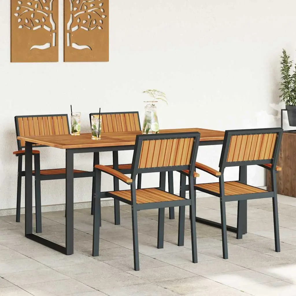 5-Piece Black Dining Set for Gardens