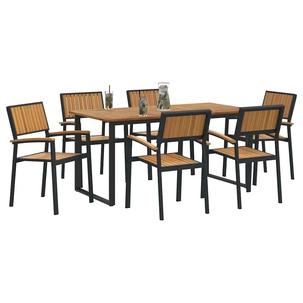 7-Piece Acacia Dining Set for Outdoor Use