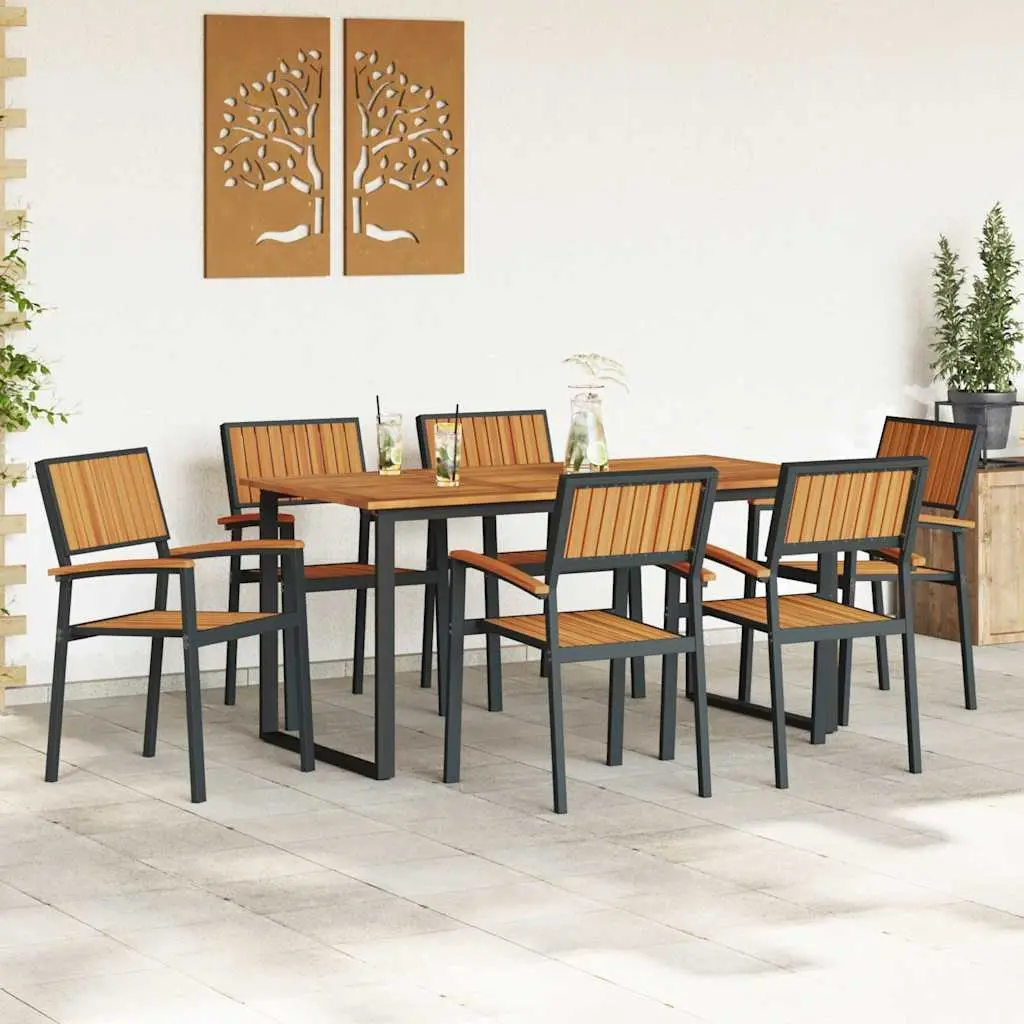 7-Piece Acacia Dining Set for Outdoor Use