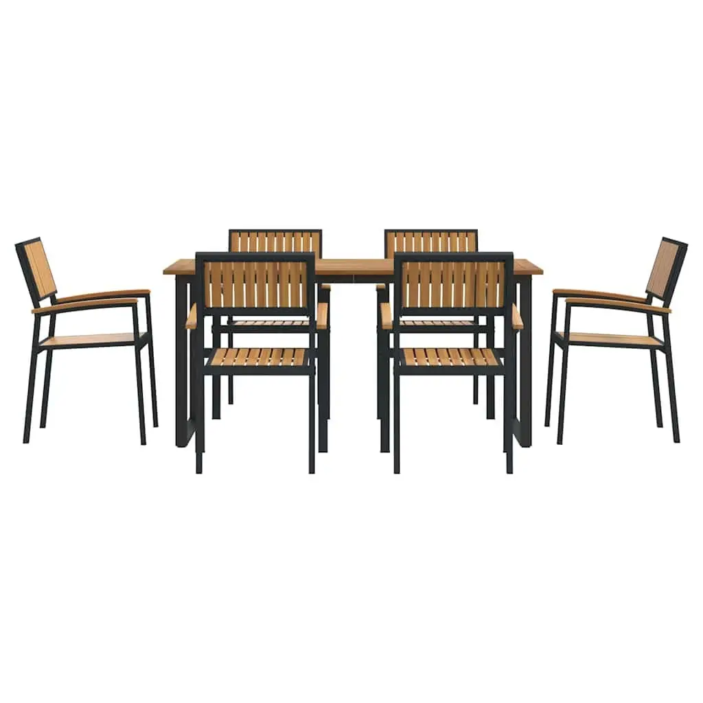 7-Piece Acacia Dining Set for Outdoor Use