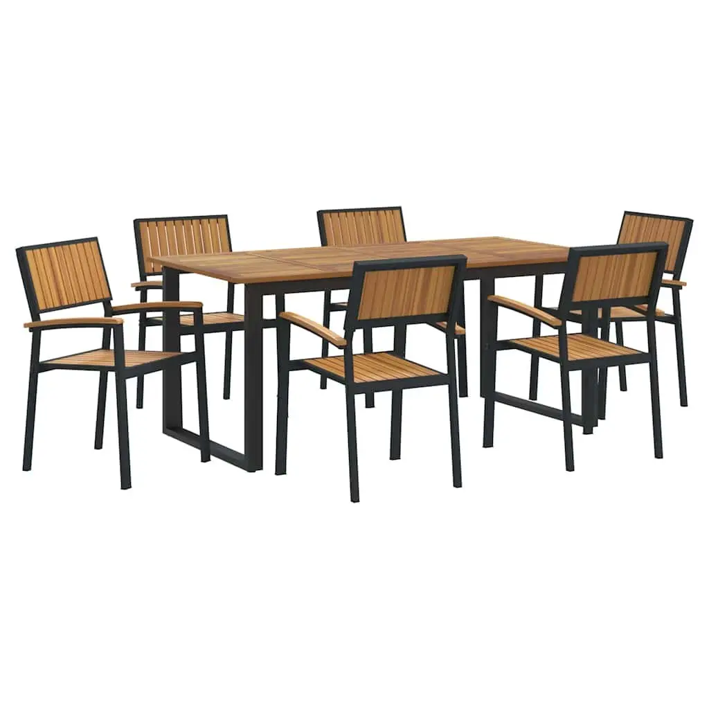 7 Piece Garden Dining Set in Black