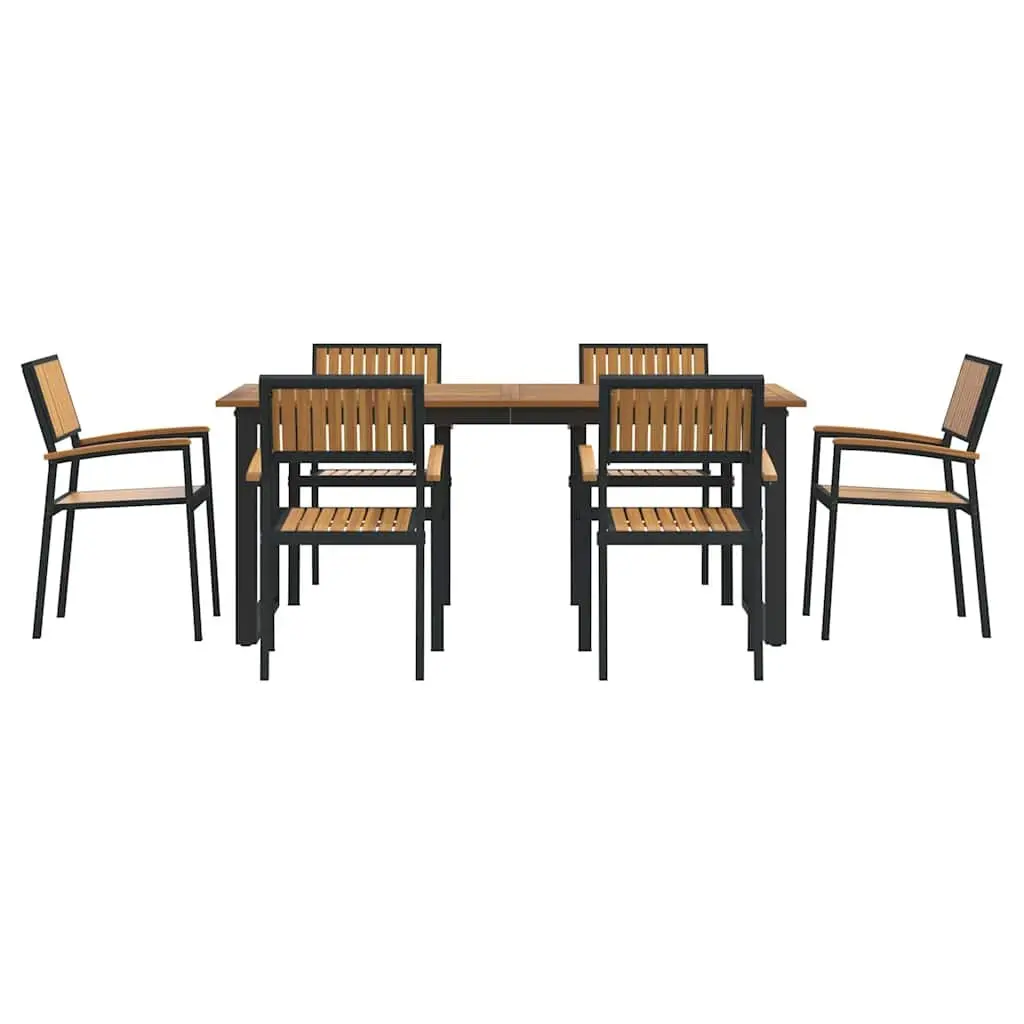7 Piece Garden Dining Set in Black