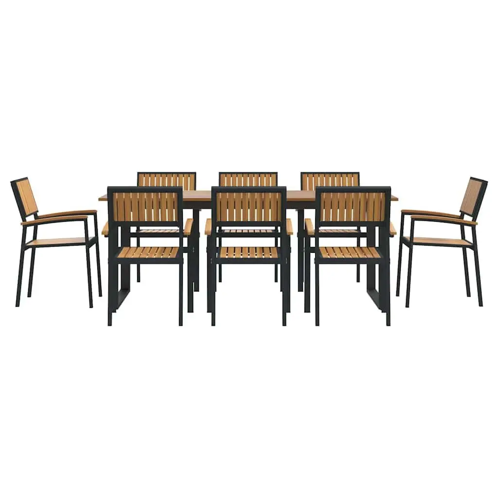 Garden Dining Set 9 Pieces Black Outdoor Table Chair Furniture Patio Seating