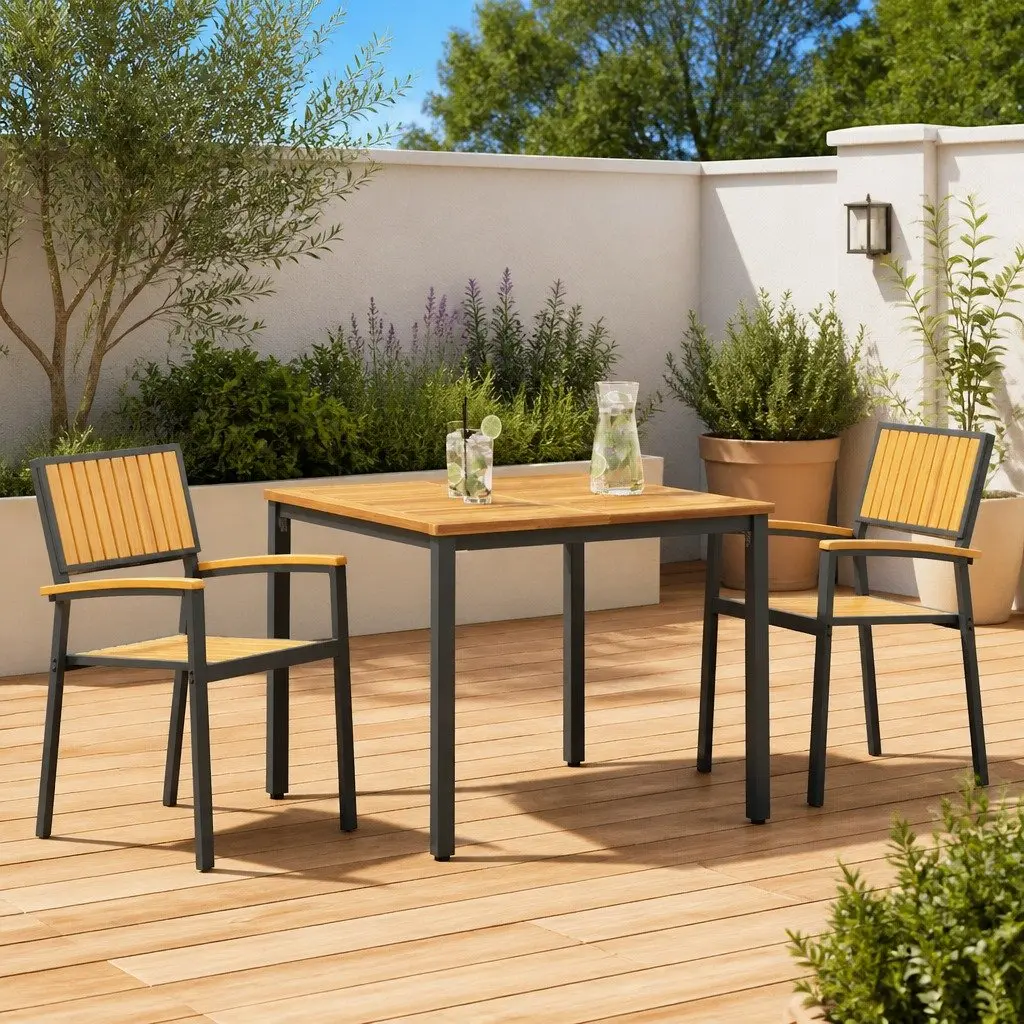 3-Piece Garden Dining Set in Black