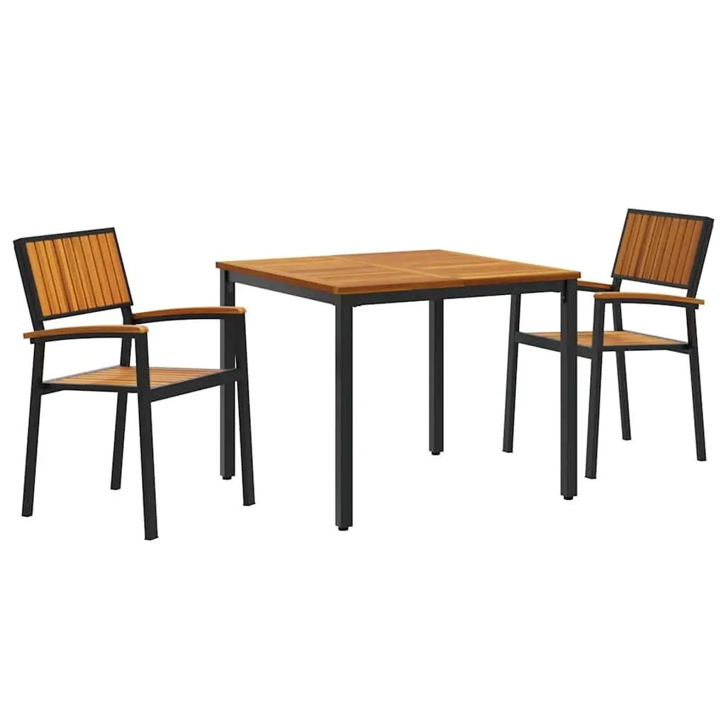 3-Piece Garden Dining Set in Black
