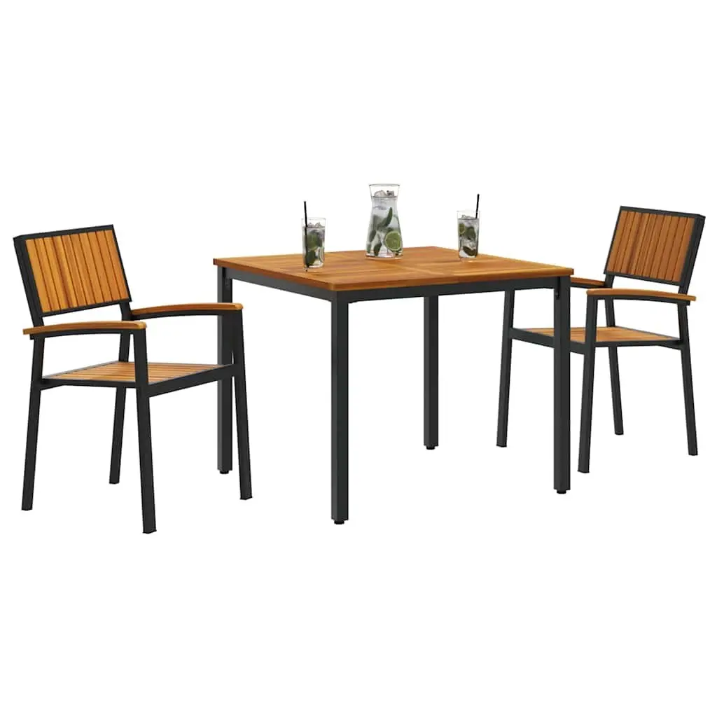 3-Piece Garden Dining Set in Black