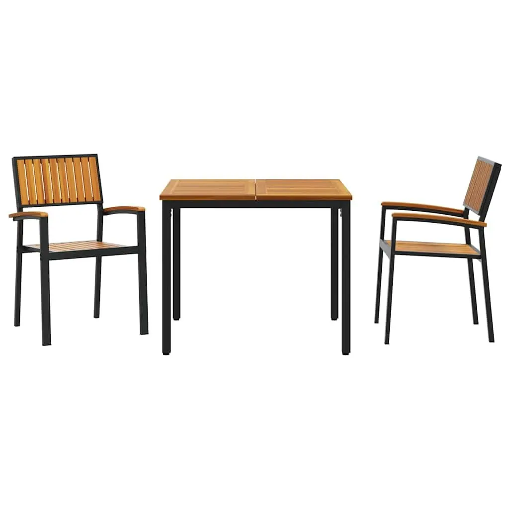 3-Piece Garden Dining Set in Black