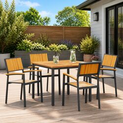 Practical and Stylish 5-Piece Black Acacia Dining Set