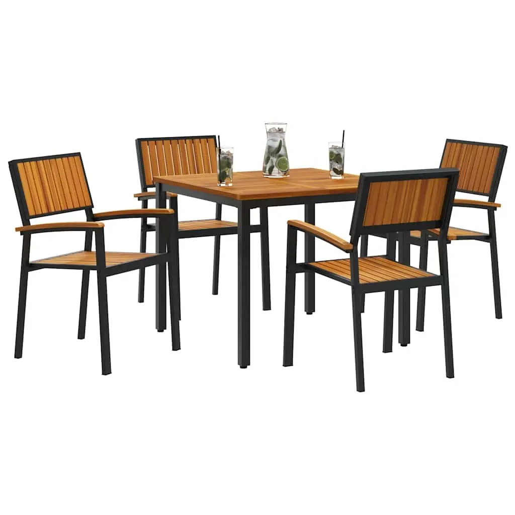5-Piece Black Acacia Dining Set