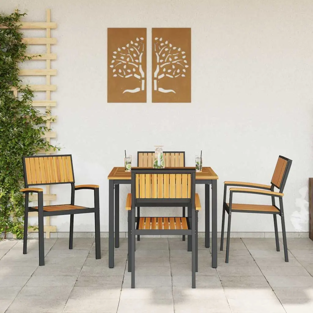 5-Piece Black Acacia Dining Set