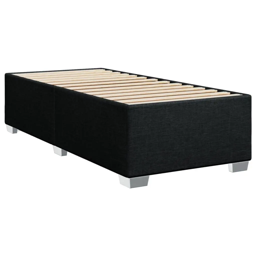 Bed Frame Black Fabric Upholstered 90x190 cm Slatted Base Bedroom Furniture