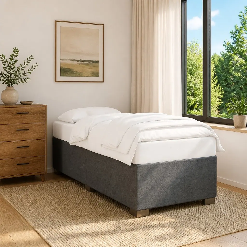 Grey Fabric Bed Frame 90x190 cm with Stability