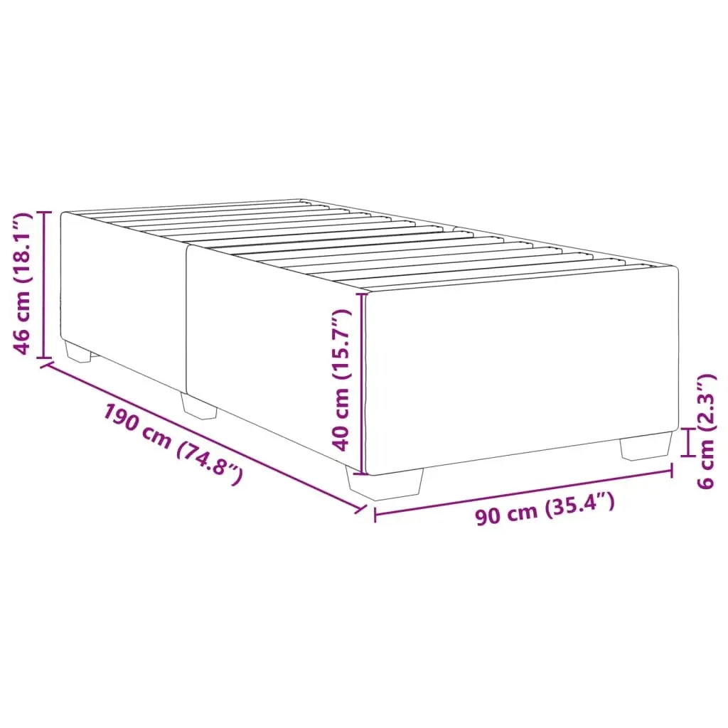 Grey Fabric Bed Frame 90x190 cm with Stability