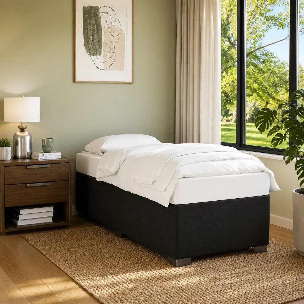 Black Fabric King Single Bed Frame for Restful Sleep
