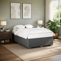 Comforting and Reliable Grey Queen Bed Frame with Slats
