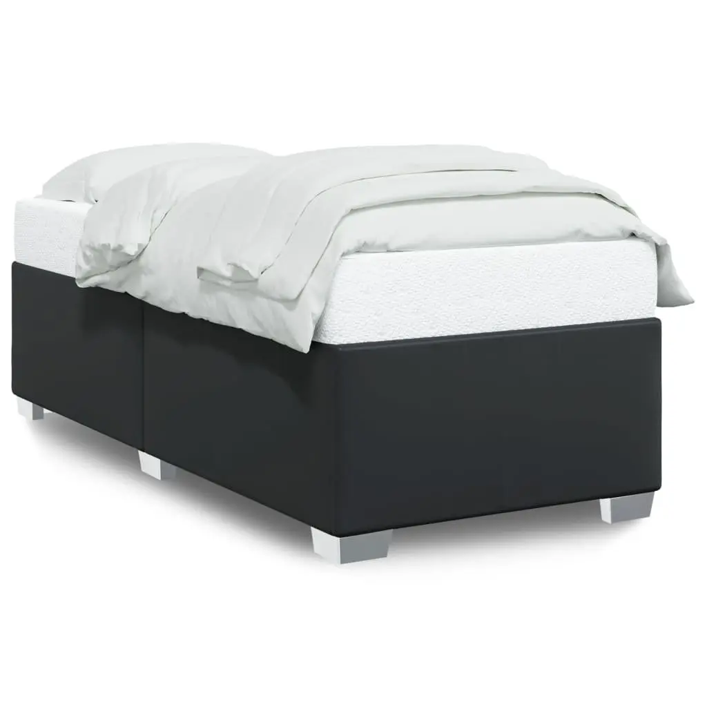 Faux Leather Bed Frame Slatted Base Black 90x190 cm Bedroom Furniture