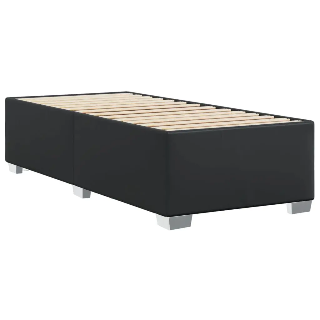 Faux Leather Bed Frame Slatted Base Black 90x190 cm Bedroom Furniture