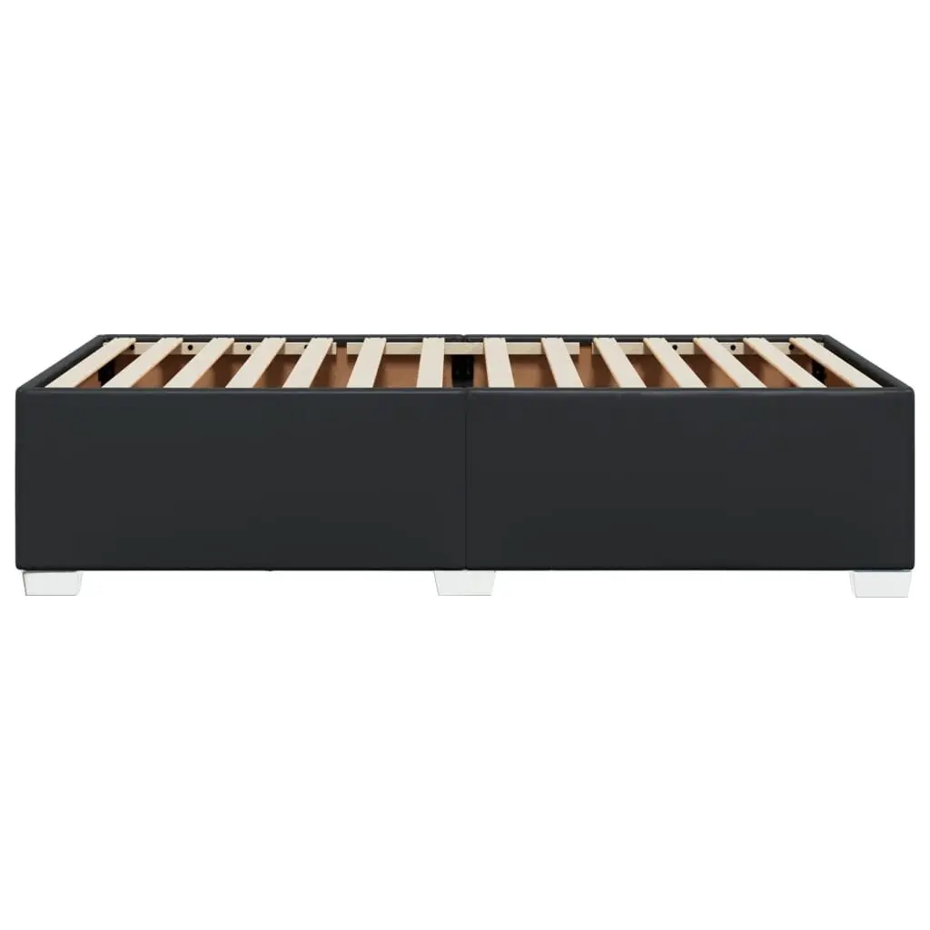 Faux Leather Bed Frame Slatted Base Black 90x190 cm Bedroom Furniture
