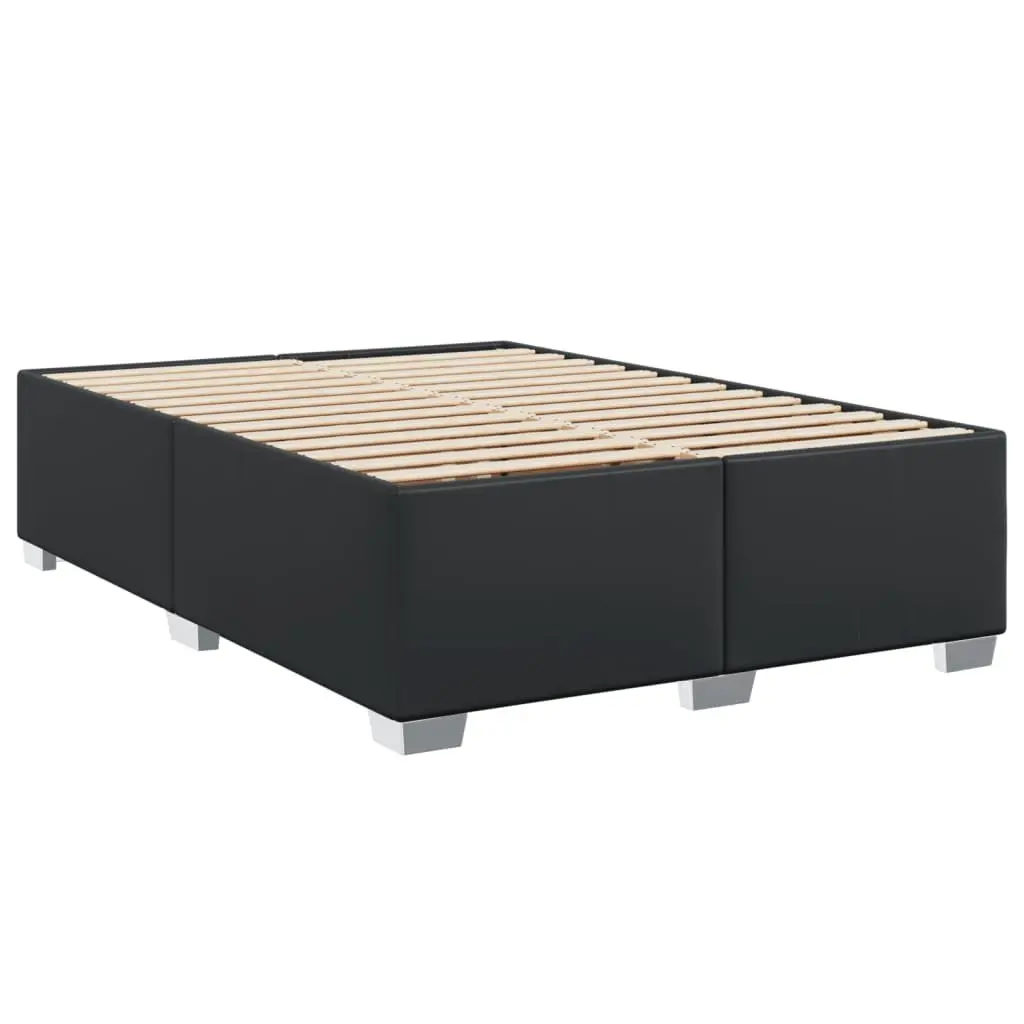 Black Faux Leather Queen Bed Frame with Slat Support for Bedroom Furniture