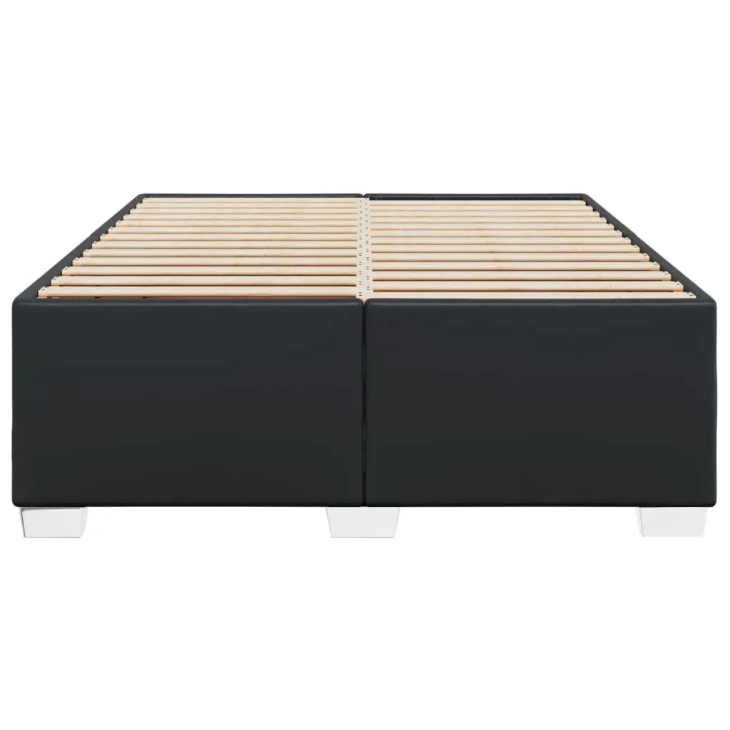 Black Faux Leather Queen Bed Frame with Slat Support for Bedroom Furniture