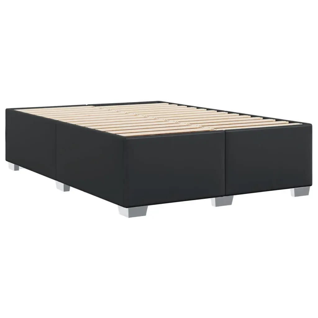 Black Faux Leather Queen Bed Frame with Slat Support for Bedroom Furniture