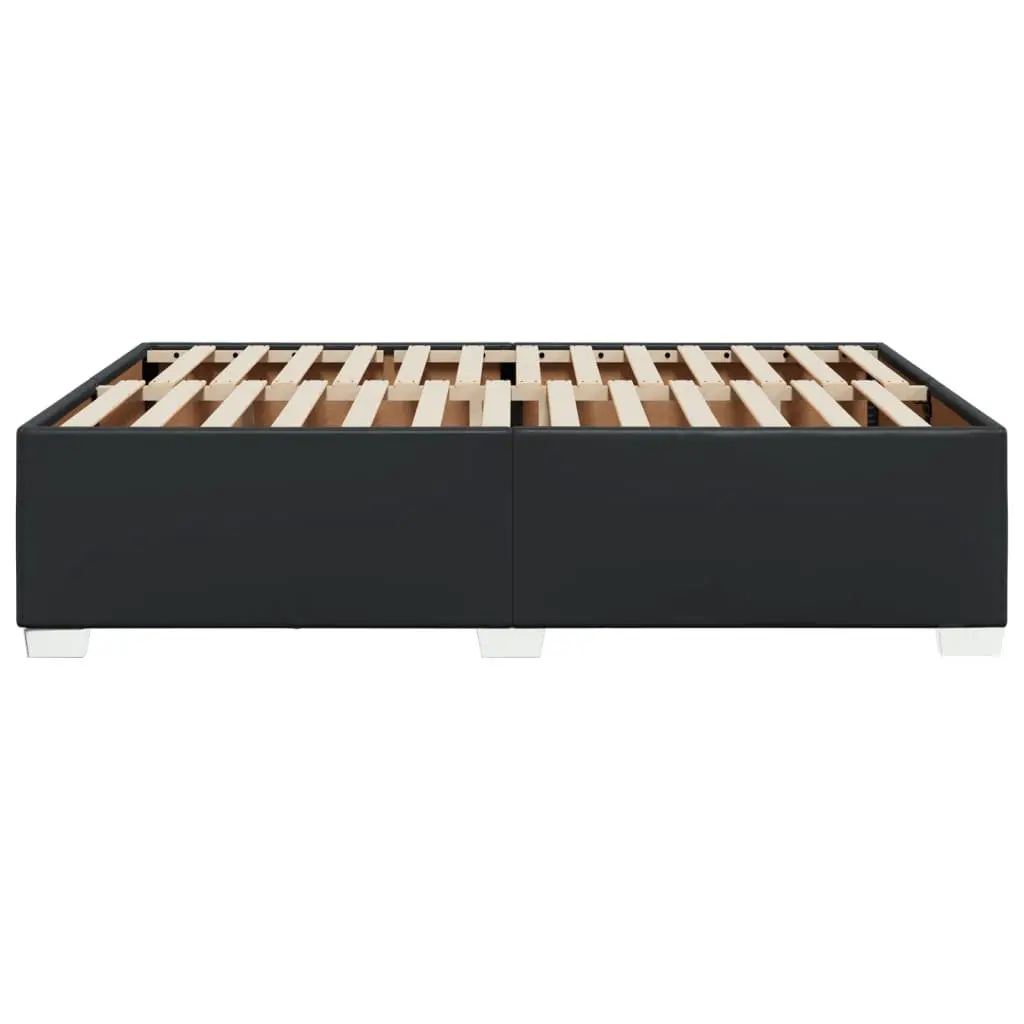 Black Faux Leather Queen Bed Frame with Slat Support for Bedroom Furniture