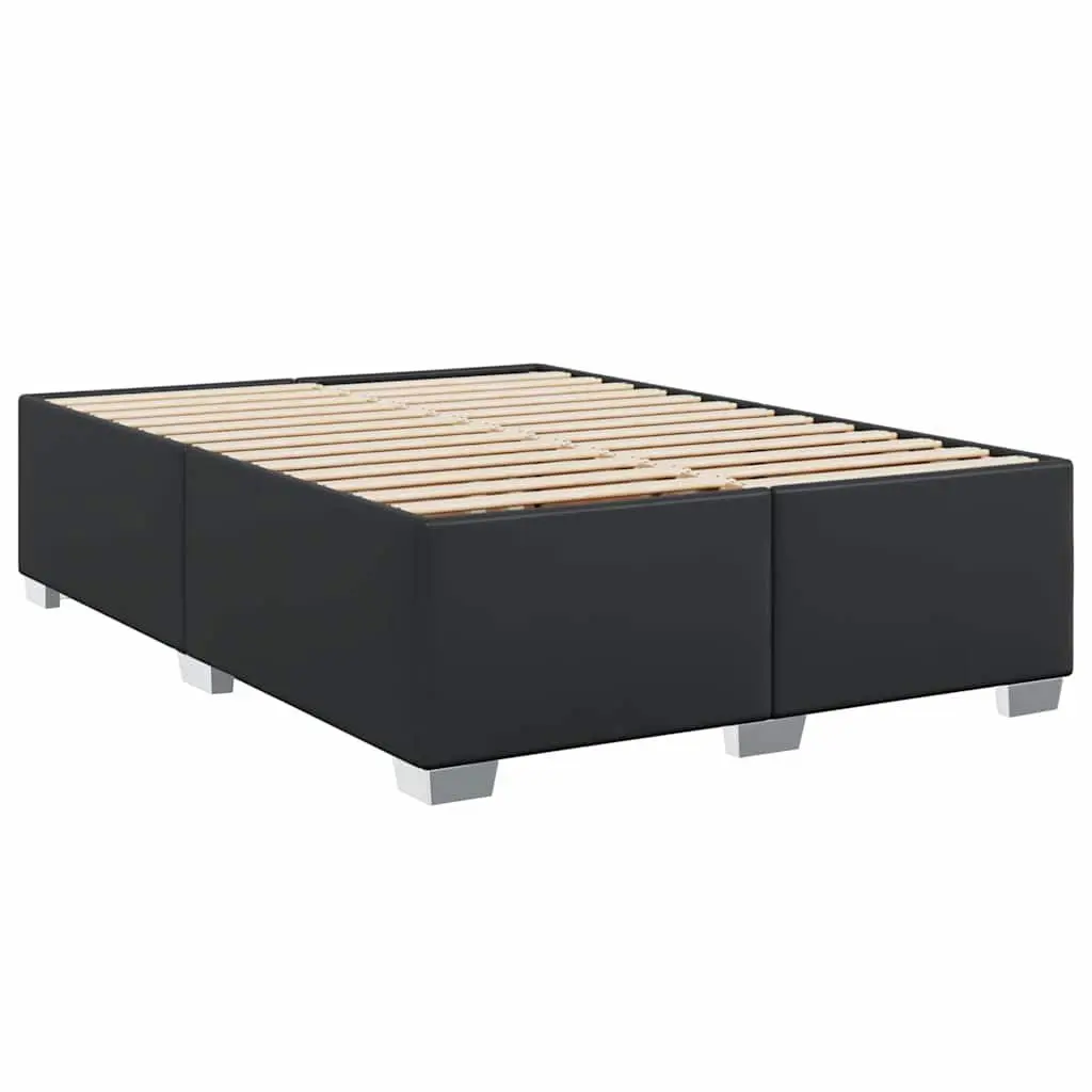 Double Bed Frame Black Faux Leather Slat Support