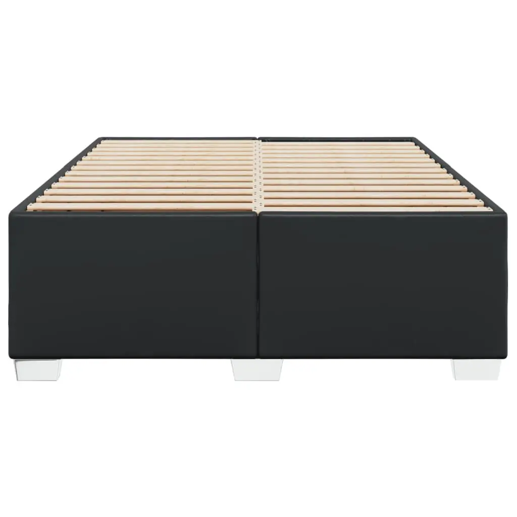 Double Bed Frame Black Faux Leather Slat Support