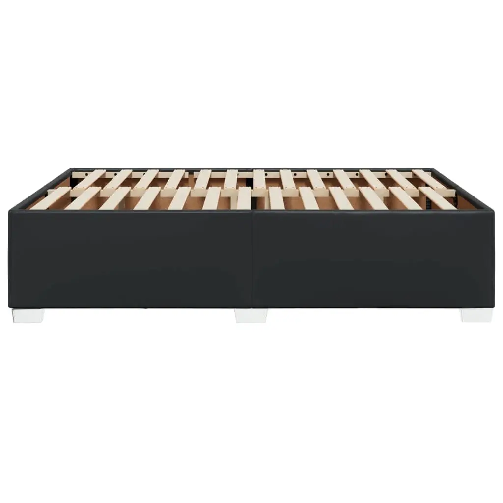 Double Bed Frame Black Faux Leather Slat Support