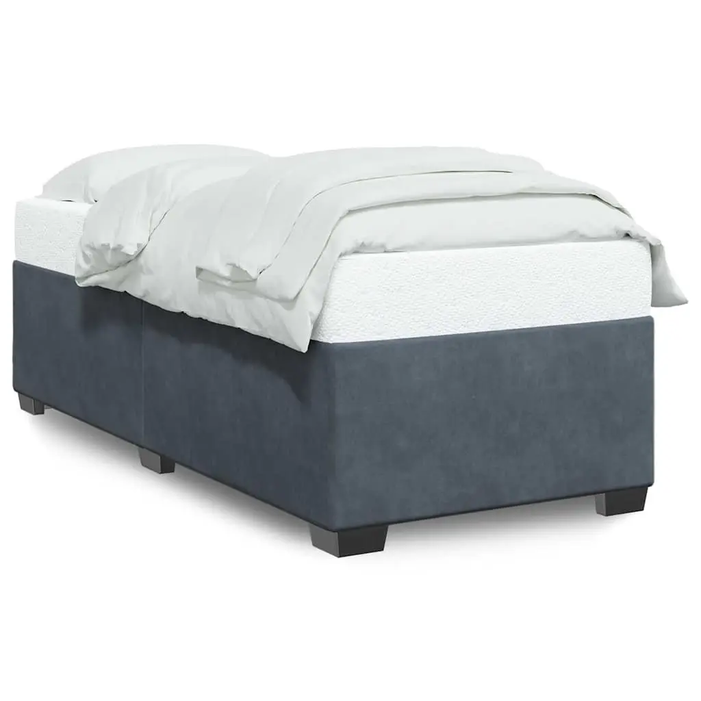 Bed Frame Grey Velvet Upholstery 90x190 cm Slatted Base