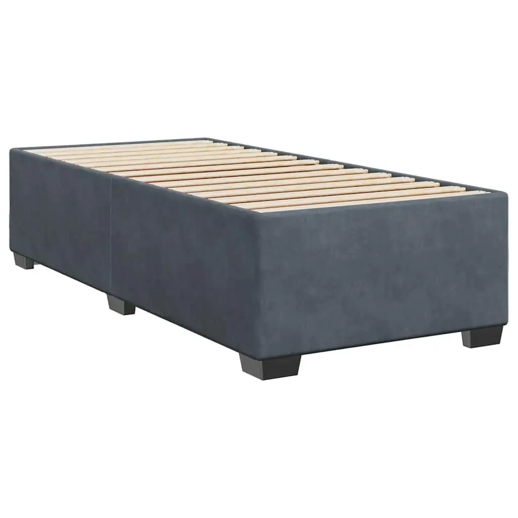 Bed Frame Grey Velvet Upholstery 90x190 cm Slatted Base